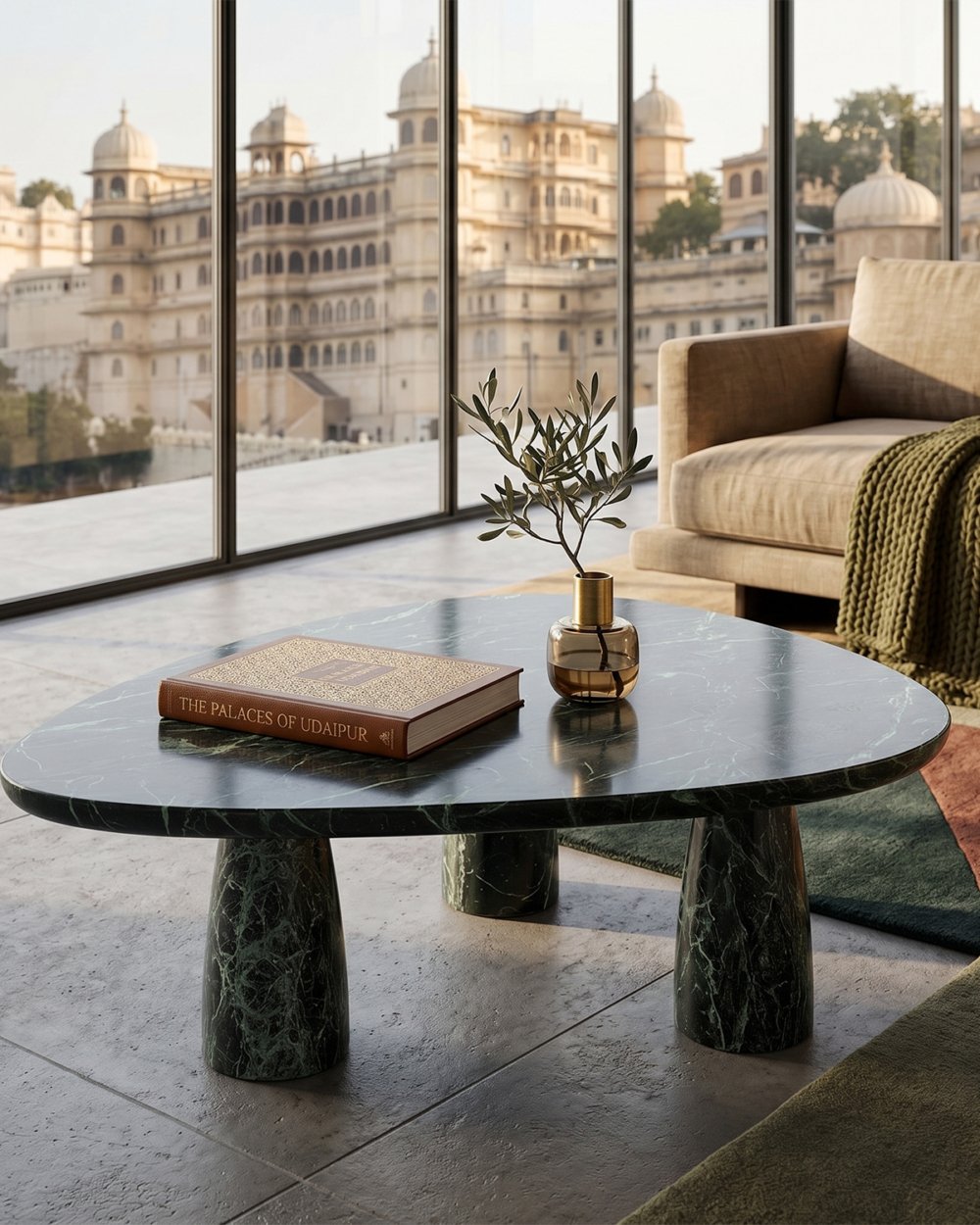 Serpentine Stone Sculptural Coffee Table