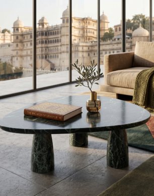 Serpentine Stone Sculptural Coffee Table
